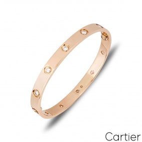 Cartier Rose Gold Full Diamond Love Bracelet Size 18 B6040618 Cartier Rose Gold Full Diamond Love Bracelet Size 18 B6040618